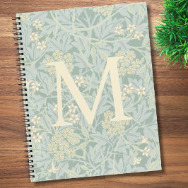 Elegant Monogram Pastel Green Jasmine Floral Notitieboek