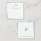 Elegant Monogram Pastel Turquoise gepersonaliseerd Notitiekaartje (Voorkant / Achterkant)