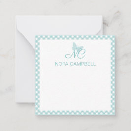 Elegant Monogram Pastel Turquoise gepersonaliseerd Notitiekaartje