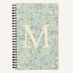 Elegant Monogram Pastelgroen Jasmines Bloemmotief Notitieboek