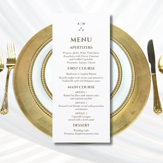 Elegant Monogram Pearl Christian Wedding Menu