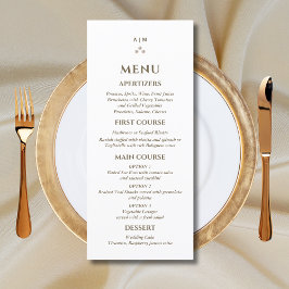 Elegant Monogram Pearl Wedding Menu