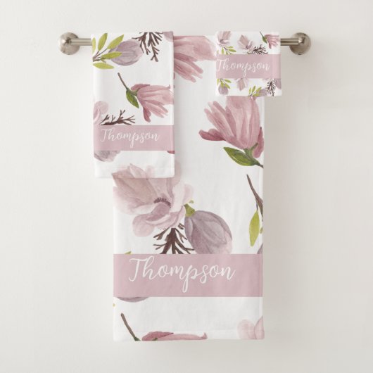 Elegant monogram penseel feminine roze patroon bad handdoek (Insitu)