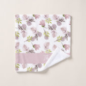 Elegant monogram penseel feminine roze patroon bad handdoek (Wasdoekje)