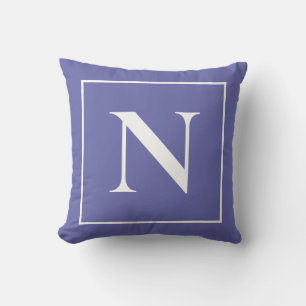Elegant Monogram Periwinkle Blue Minimalist Kussen