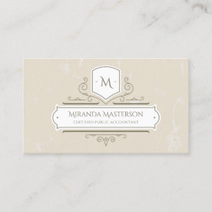 Elegant Monogram Perkament Logo Public Accountant Visitekaartje