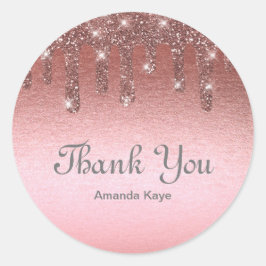 Elegant Monogram Persoonlijke Dankjewel Rozen Goud Ronde Sticker
