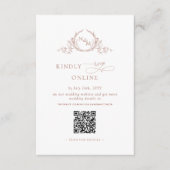 Elegant Monogram Perzik RSVP Online QR Code Informatiekaartje (Voorkant)