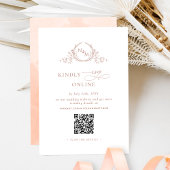 Elegant Monogram Perzik RSVP Online QR Code Informatiekaartje