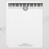 Elegant Monogram Piano Keys Letterhead Persoonlijk Briefhoofd (Voorkant / Achterkant)