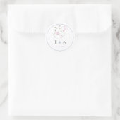 Elegant Monogram Pink & Blue Floral Wedding  Ronde Sticker (Tas)
