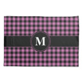 Elegant Monogram Pink Gingham Kussensloop (Achterkant)