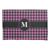 Elegant Monogram Pink Gingham Kussensloop (Voorkant)