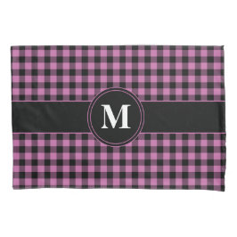 Elegant Monogram Pink Gingham Kussensloop