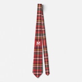 Elegant Monogram Plaid Rustieke Kerst Feestdagen Stropdas (Voorkant)