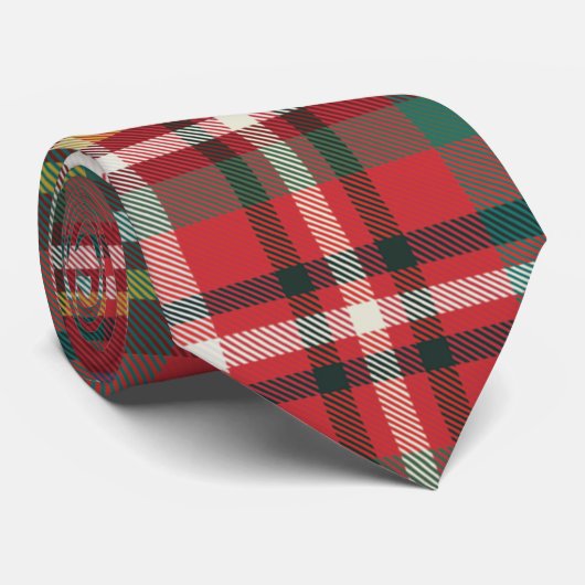 Elegant Monogram Plaid Rustieke Kerst Feestdagen Stropdas (Opgerold)