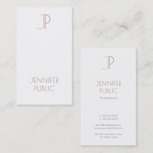 Elegant Monogram Plain Modern Professional Luxe Visitekaartje (Voorkant / Achterkant)