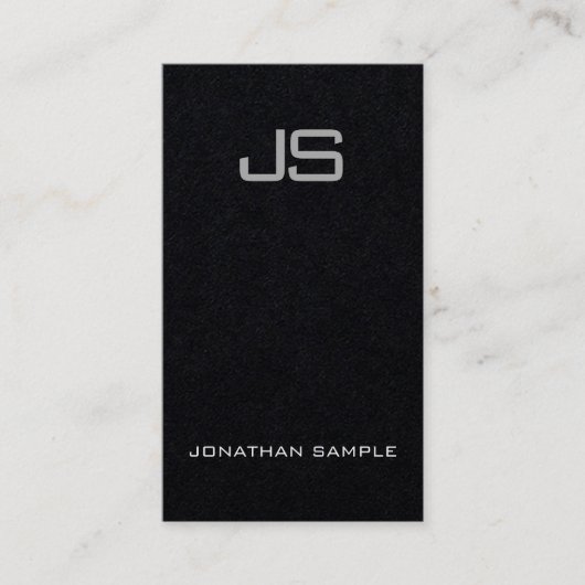 Elegant Monogram Premium zwart, uniek verticaal Visitekaartje (Voorkant)