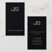Elegant Monogram Premium zwart, uniek verticaal Visitekaartje (Voorkant / Achterkant)