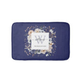 Elegant Monogram Pretty Beige Blue Flowers Floral Badmat (Voorkant)