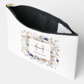 Elegant Monogram Pretty Beige Blue Flowers Floral Etui (Open)