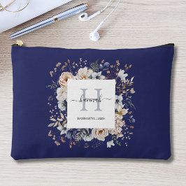 Elegant Monogram Pretty Beige Blue Flowers Floral Etui