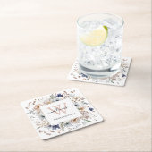 Elegant Monogram Pretty Beige Blue Flowers Floral Kartonnen Onderzetters (Insitu)