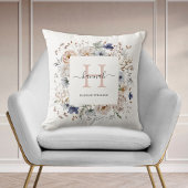 Elegant Monogram Pretty Beige Blue Flowers Floral Kussen