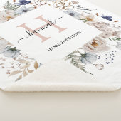 Elegant Monogram Pretty Beige Blue Flowers Floral Sherpa Deken (3/4)