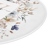 Elegant Monogram Pretty Beige Blue Flowers Floral Snijplank (Hoek)