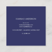 Elegant Monogram Pretty Beige Blue Flowers Floral Vierkante Visitekaartje (Achterkant)