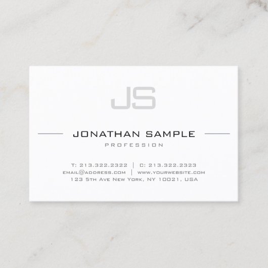 Elegant Monogram Professional Smart Modern Plain Visitekaartje (Voorkant)