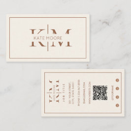 Elegant Monogram Professioneel Bruin Ivoor Modern Visitekaartje