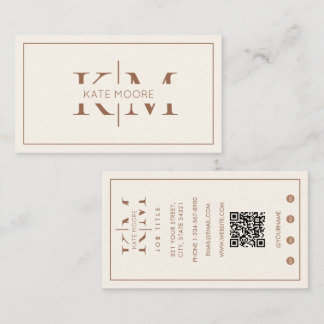 Elegant Monogram Professioneel Bruin Ivoor Modern Visitekaartje