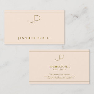 Elegant Monogram Professioneel Luxe Zijde Papier Visitekaartje