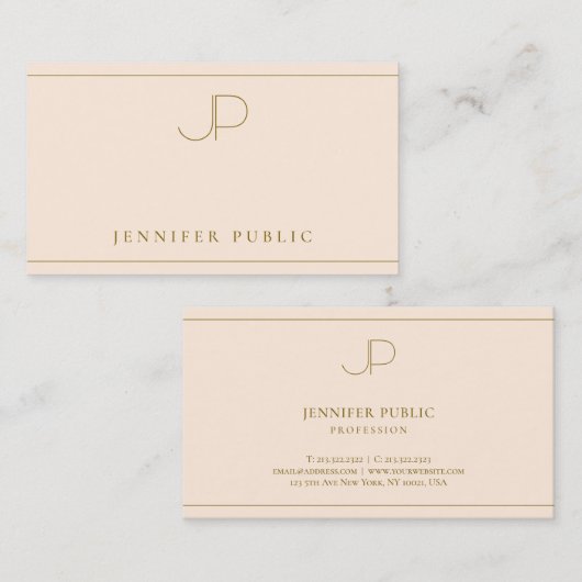 Elegant Monogram Professioneel Luxe Zijde Papier Visitekaartje (Voorkant / Achterkant)