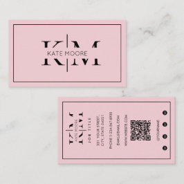 Elegant Monogram Professioneel Roze Modern Visitekaartje