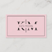 Elegant Monogram Professioneel Roze Modern Visitekaartje (Voorkant)