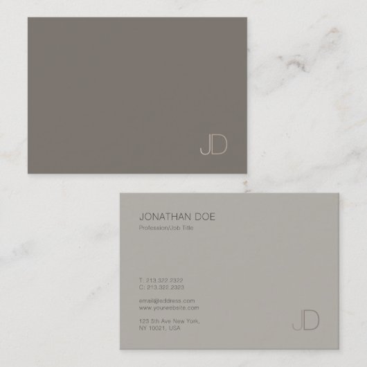 Elegant Monogram Professioneel Trendy Plain Modern Visitekaartje (Voorkant / Achterkant)