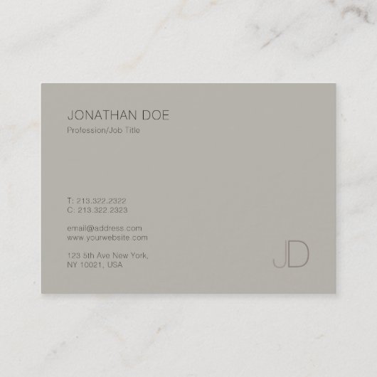 Elegant Monogram Professioneel Trendy Plain Modern Visitekaartje (Achterkant)