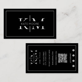 Elegant Monogram Professioneel Zwart Wit Modern Visitekaartje