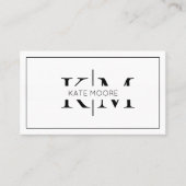 Elegant Monogram Professioneel Zwart Wit Modern Visitekaartje (Voorkant)