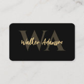 Elegant monogram | Professionele luxe zwart Visitekaartje (Voorkant)