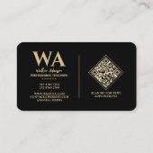 Elegant monogram | Professionele luxe zwart Visitekaartje (Achterkant)