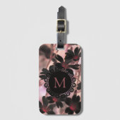 Elegant Monogram Purple Flowers Bagagelabel (Voorkant (verticaal))