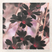 Elegant Monogram Purple Flowers Glazen Onderzetter (Voorkant)