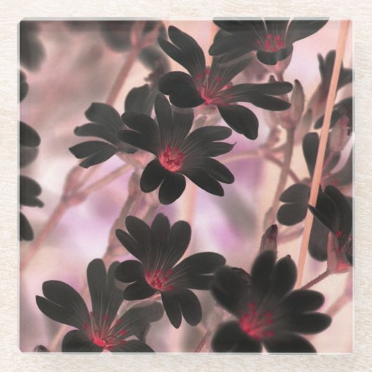 Elegant Monogram Purple Flowers Glazen Onderzetter (Voorkant)