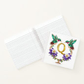 Elegant Monogram Q Wedding Jewel Hummingbird Gift Notitieboek (Binnen)