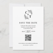 Elegant Monogram QR Code Foto bruiloft Save The Date (Voorkant)