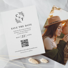 Elegant Monogram QR Code Foto bruiloft Save The Date